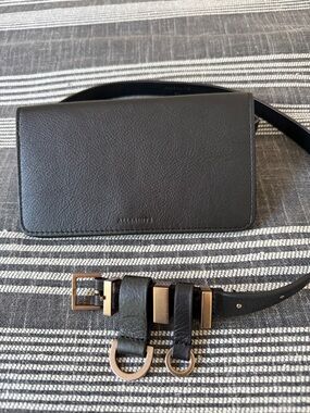 Black Leather All Saints Hip Wallet